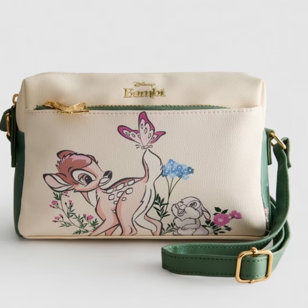 NWT Primark Disney Bambi Cream and Green Crossbody Bag